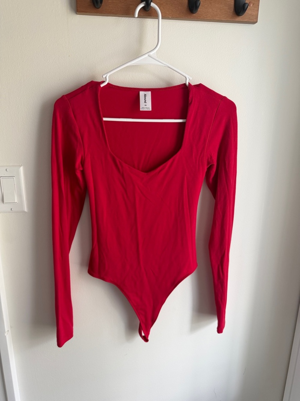 Abound Bright Red Long Sleeve Scoop Neck Bodysuit